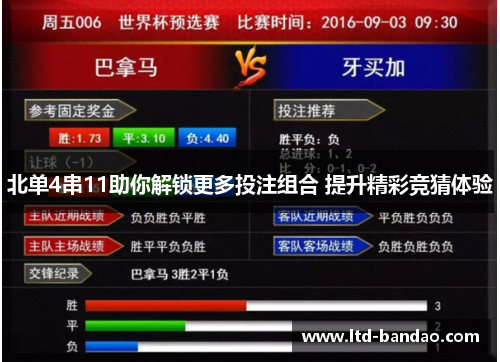 北单4串11助你解锁更多投注组合 提升精彩竞猜体验