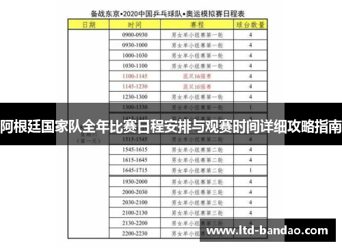 阿根廷国家队全年比赛日程安排与观赛时间详细攻略指南